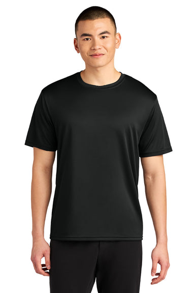 A4 A4N3402 Mens Sprint Performance Moisture Wicking Short Sleeve Crewneck T-Shirt Black Model Front