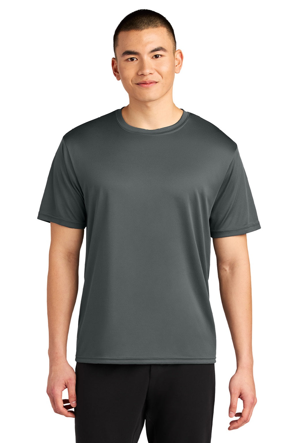 A4 A4N3402 Mens Sprint Performance Moisture Wicking Short Sleeve Crewneck T-Shirt Graphite Grey Model Front