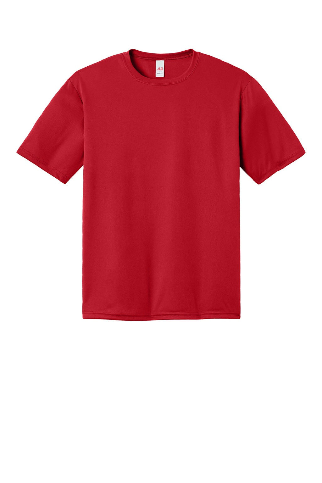 A4 A4N3402 Mens Sprint Performance Moisture Wicking Short Sleeve Crewneck T-Shirt Scarlet Red Flat Front