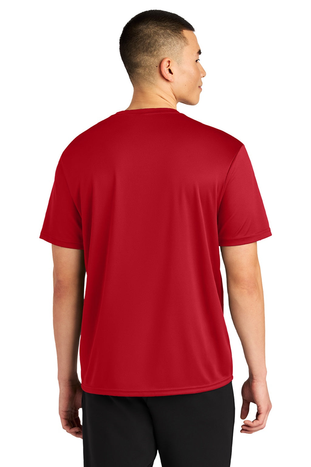 A4 A4N3402 Mens Sprint Performance Moisture Wicking Short Sleeve Crewneck T-Shirt Scarlet Red Model Back