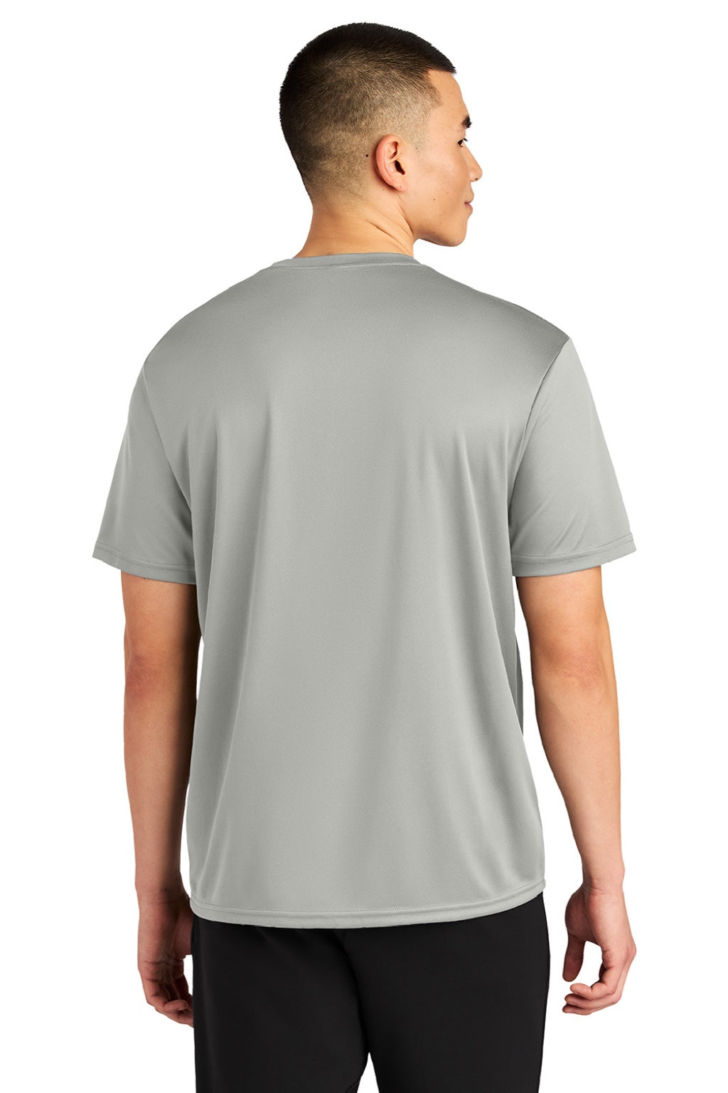 A4 A4N3402 Mens Sprint Performance Moisture Wicking Short Sleeve Crewneck T-Shirt Silver Grey Model Back
