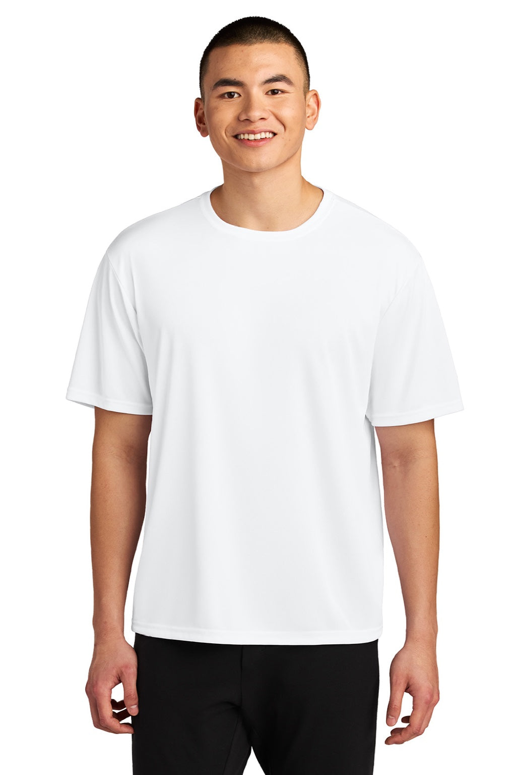 A4 A4N3402 Mens Sprint Performance Moisture Wicking Short Sleeve Crewneck T-Shirt White Model Front