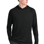 A4 Mens Performance Moisture Wicking Long Sleeve Hooded T-Shirt Hoodie - Black