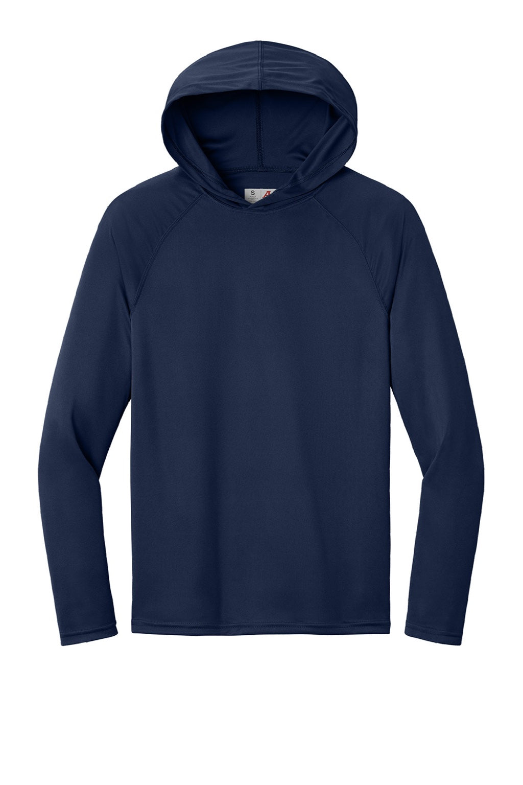 A4 A4N3409 Mens Performance Moisture Wicking Long Sleeve Hooded T-Shirt Hoodie Navy Blue Flat Front
