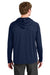 A4 A4N3409 Mens Performance Moisture Wicking Long Sleeve Hooded T-Shirt Hoodie Navy Blue Model Back