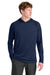 A4 A4N3409 Mens Performance Moisture Wicking Long Sleeve Hooded T-Shirt Hoodie Navy Blue Model Front