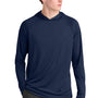 A4 Mens Performance Moisture Wicking Long Sleeve Hooded T-Shirt Hoodie - Navy Blue