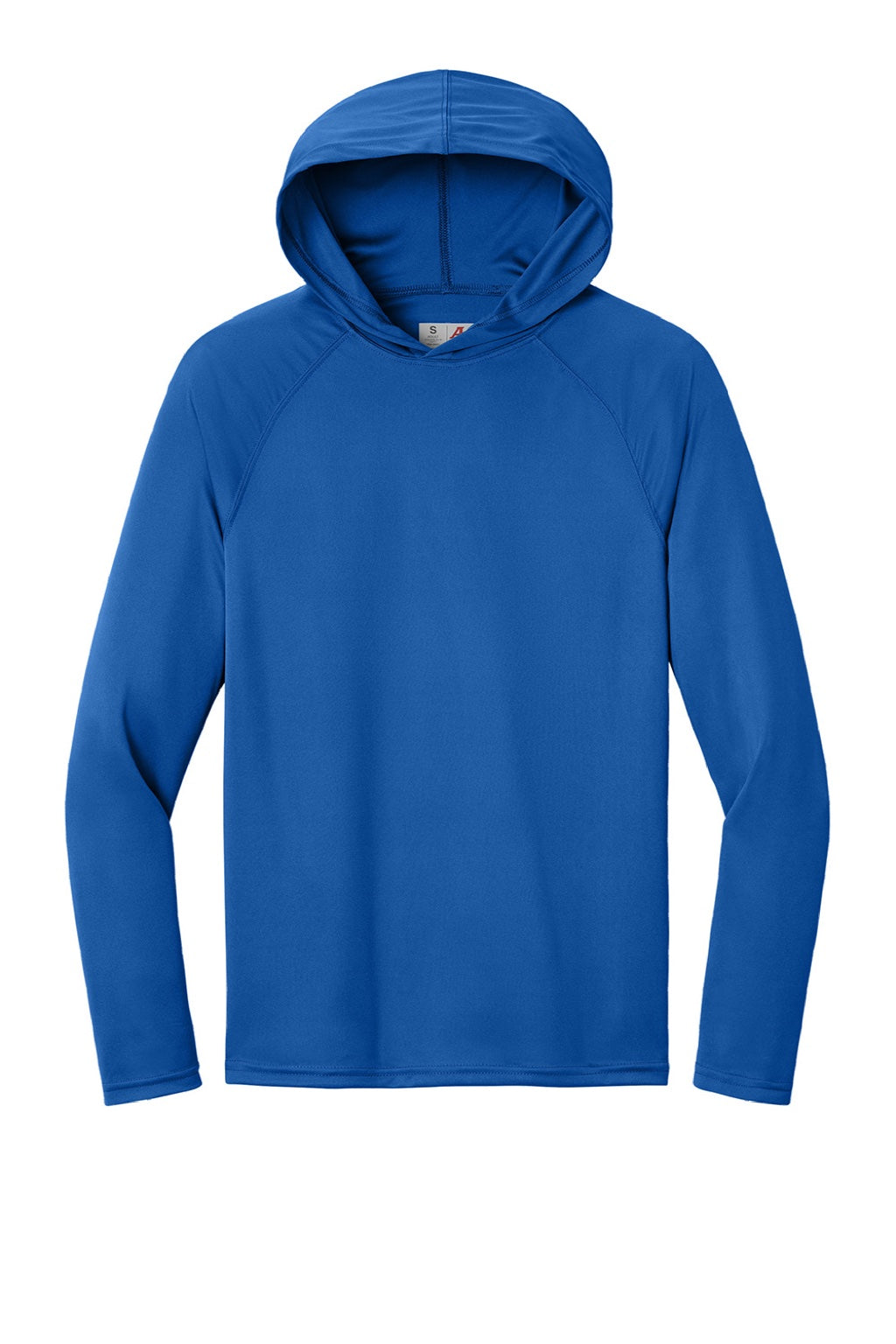 A4 A4N3409 Mens Performance Moisture Wicking Long Sleeve Hooded T-Shirt Hoodie Royal Blue Flat Front