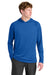 A4 A4N3409 Mens Performance Moisture Wicking Long Sleeve Hooded T-Shirt Hoodie Royal Blue Model Front