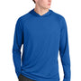 A4 Mens Performance Moisture Wicking Long Sleeve Hooded T-Shirt Hoodie - Royal Blue