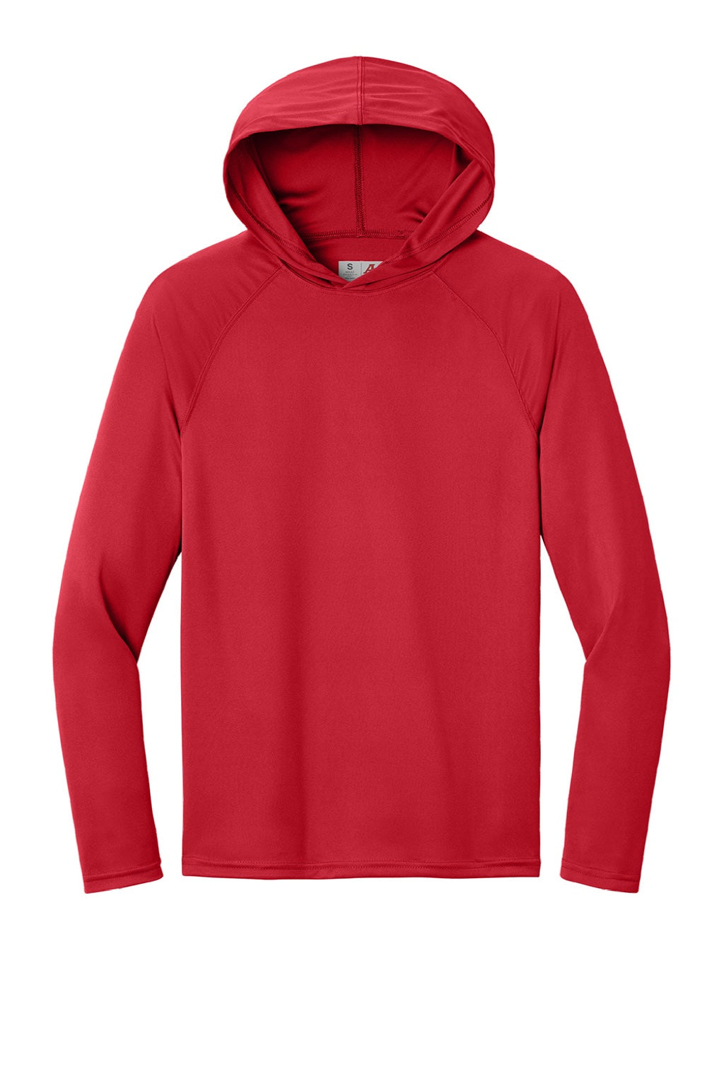 A4 A4N3409 Mens Performance Moisture Wicking Long Sleeve Hooded T-Shirt Hoodie Scarlet Red Flat Front