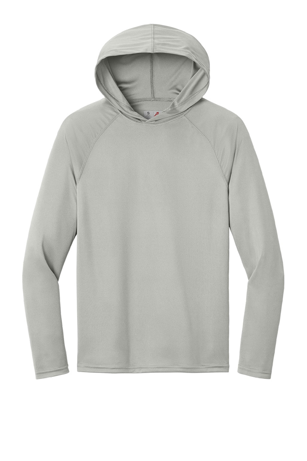 A4 A4N3409 Mens Performance Moisture Wicking Long Sleeve Hooded T-Shirt Hoodie Silver Grey Flat Front