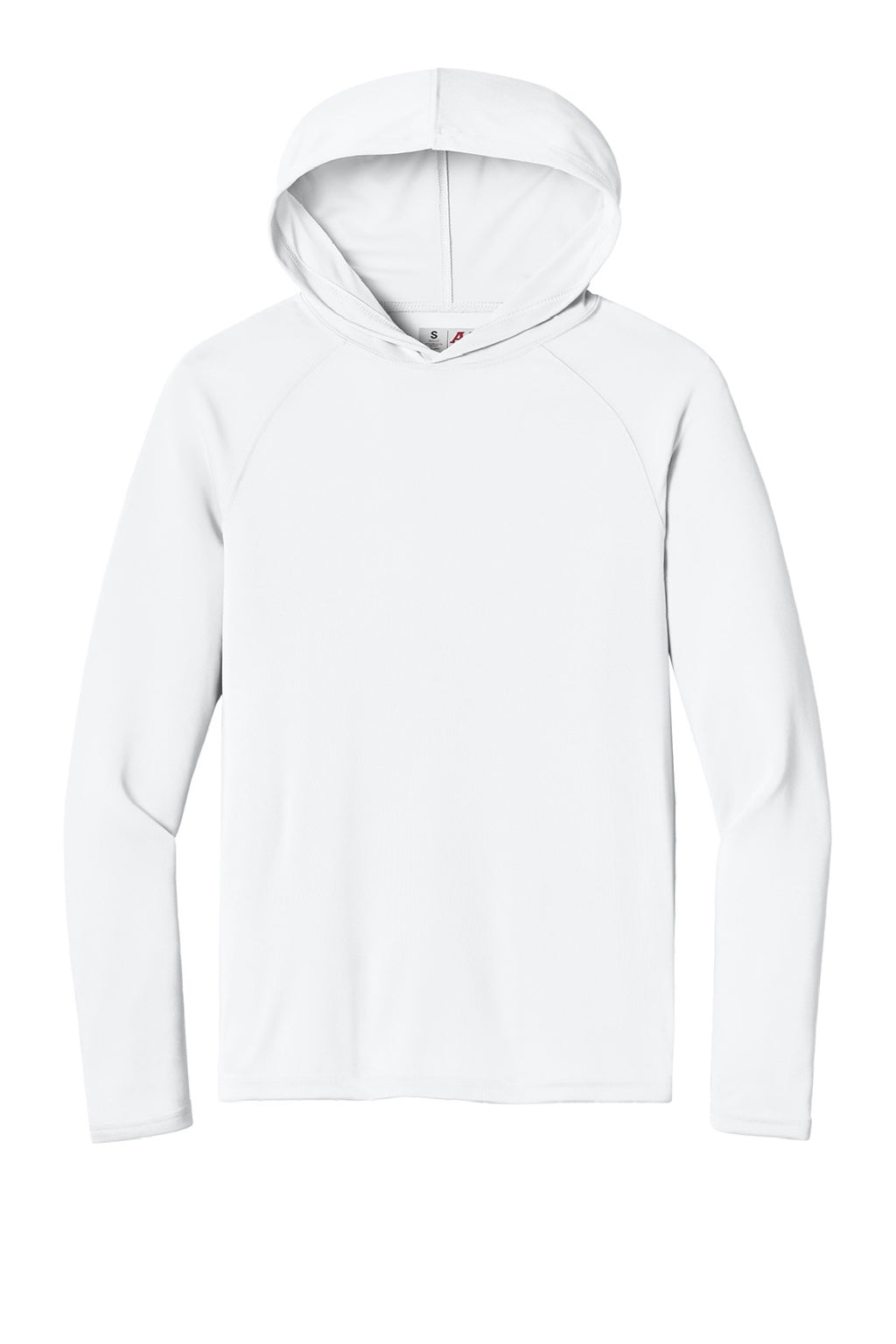 A4 A4N3409 Mens Performance Moisture Wicking Long Sleeve Hooded T-Shirt Hoodie White Flat Front