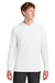 A4 A4N3409 Mens Performance Moisture Wicking Long Sleeve Hooded T-Shirt Hoodie White Model Front