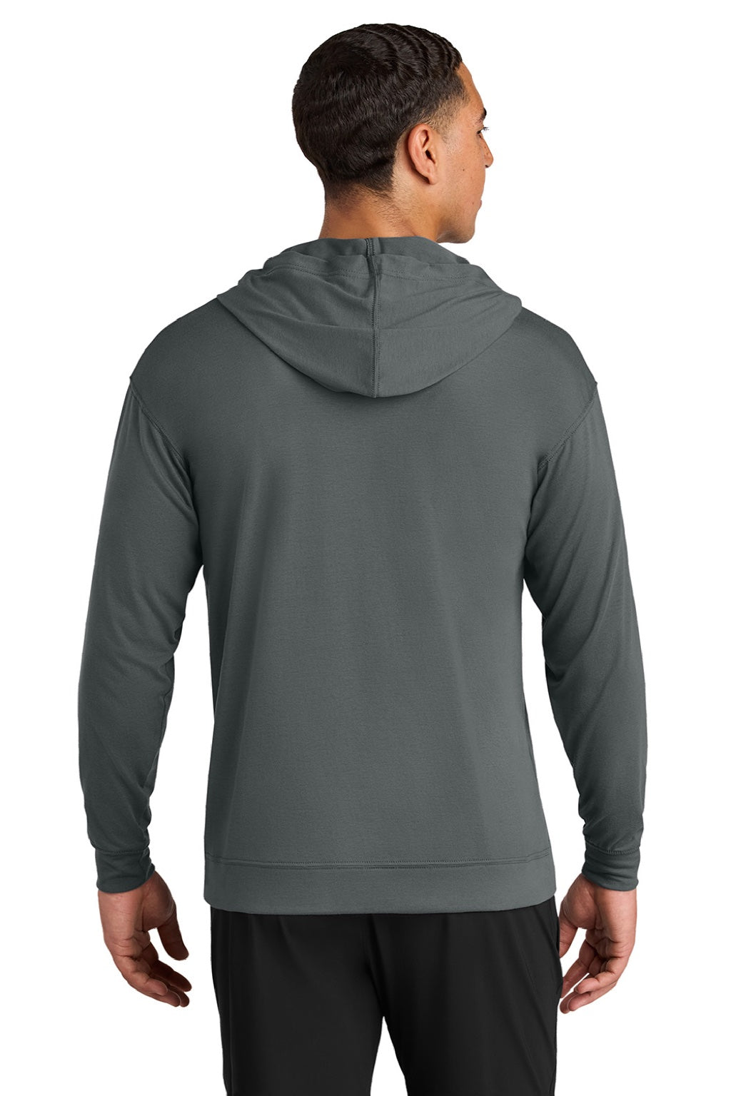 A4 A4N3528 Mens Softek Long Sleeve Hooded T-Shirt Hoodie Graphite Grey Model Back