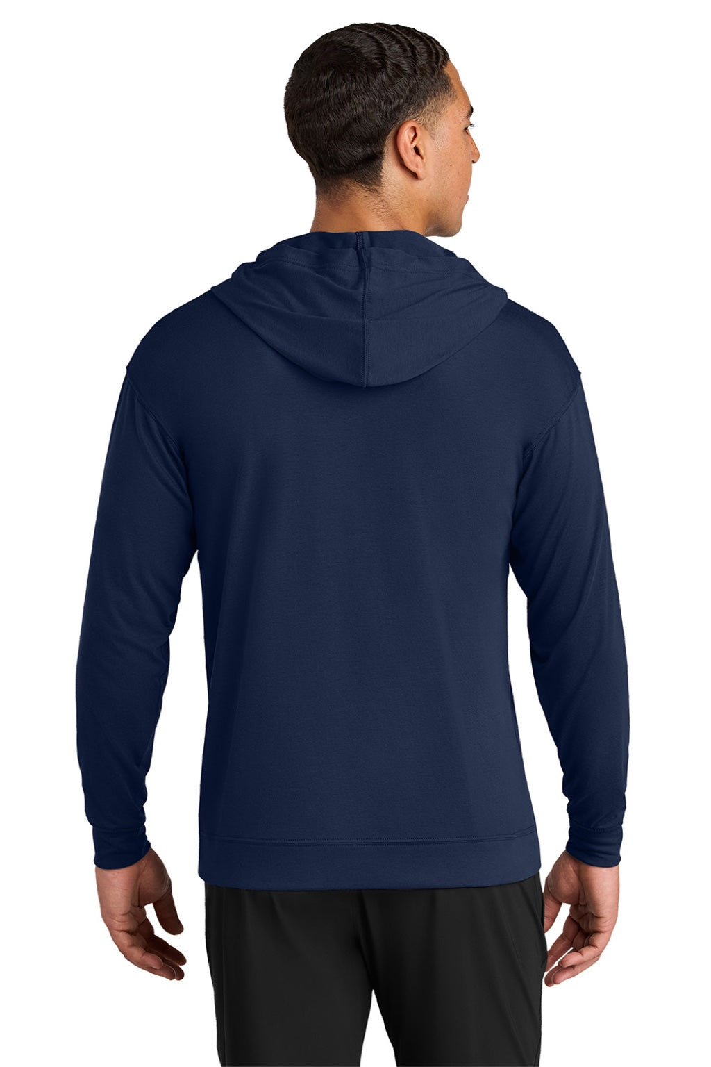 A4 A4N3528 Mens Softek Long Sleeve Hooded T-Shirt Hoodie Navy Blue Model Back