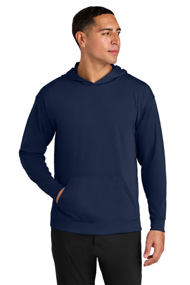A4 A4N3528 Mens Softek Long Sleeve Hooded T-Shirt Hoodie Navy Blue Model Front
