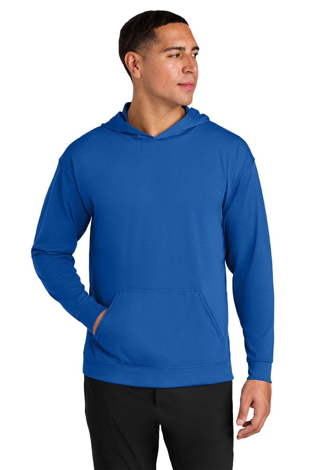 A4 A4N3528 Mens Softek Long Sleeve Hooded T-Shirt Hoodie Royal Blue Model Front