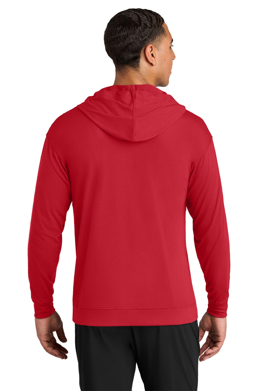 A4 A4N3528 Mens Softek Long Sleeve Hooded T-Shirt Hoodie Scarlet Red Model Back