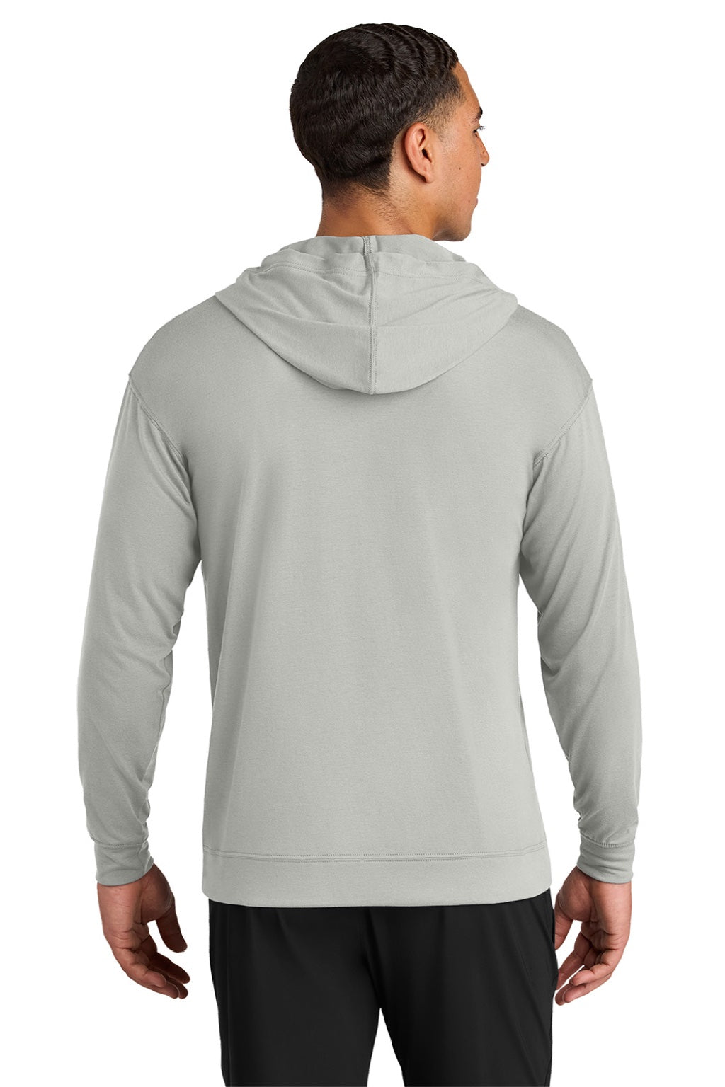 A4 A4N3528 Mens Softek Long Sleeve Hooded T-Shirt Hoodie Silver Grey Model Back