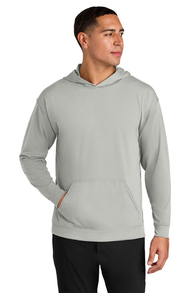 A4 A4N3528 Mens Softek Long Sleeve Hooded T-Shirt Hoodie Silver Grey Model Front