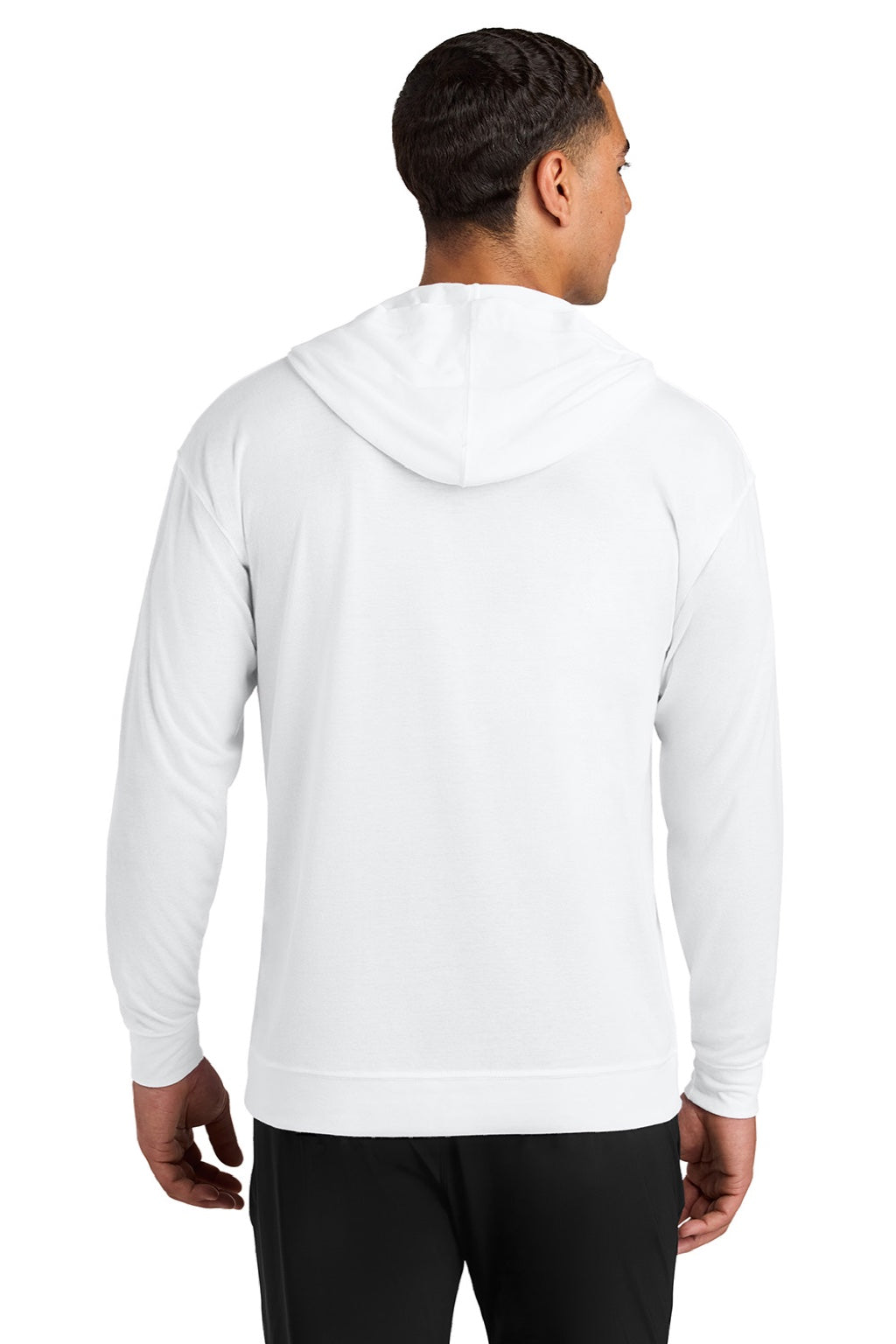 A4 A4N3528 Mens Softek Long Sleeve Hooded T-Shirt Hoodie White Model Back