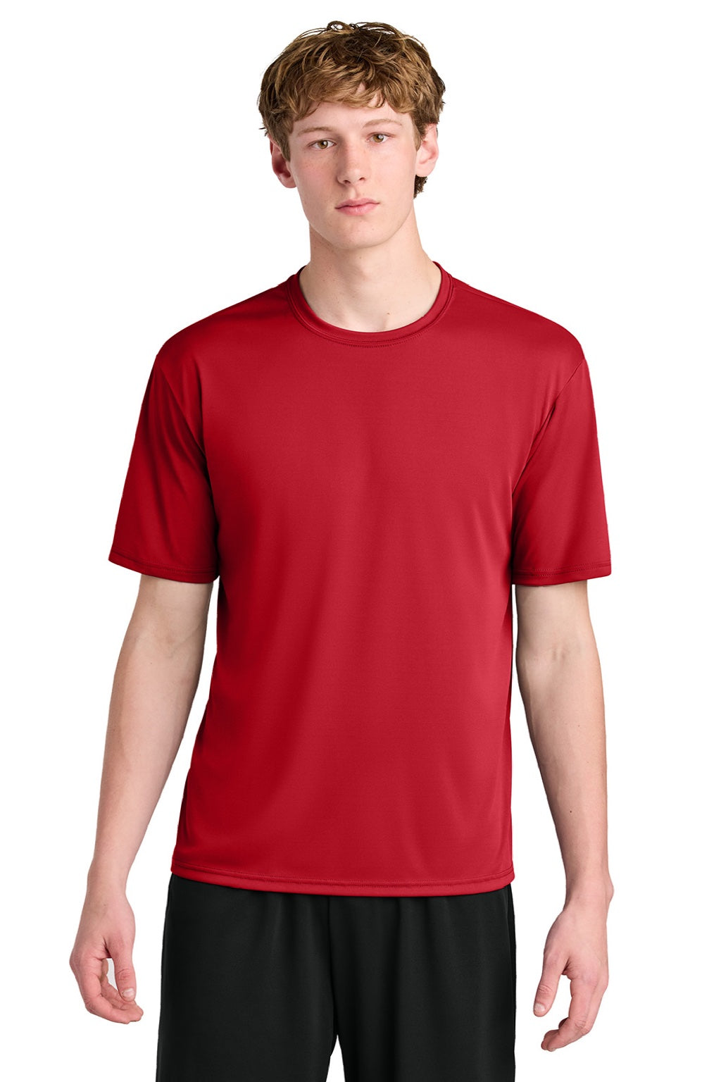 A4 A4N3531 Mens AirFlex Short Sleeve Crewneck T-Shirt Scarlet Red Model Front