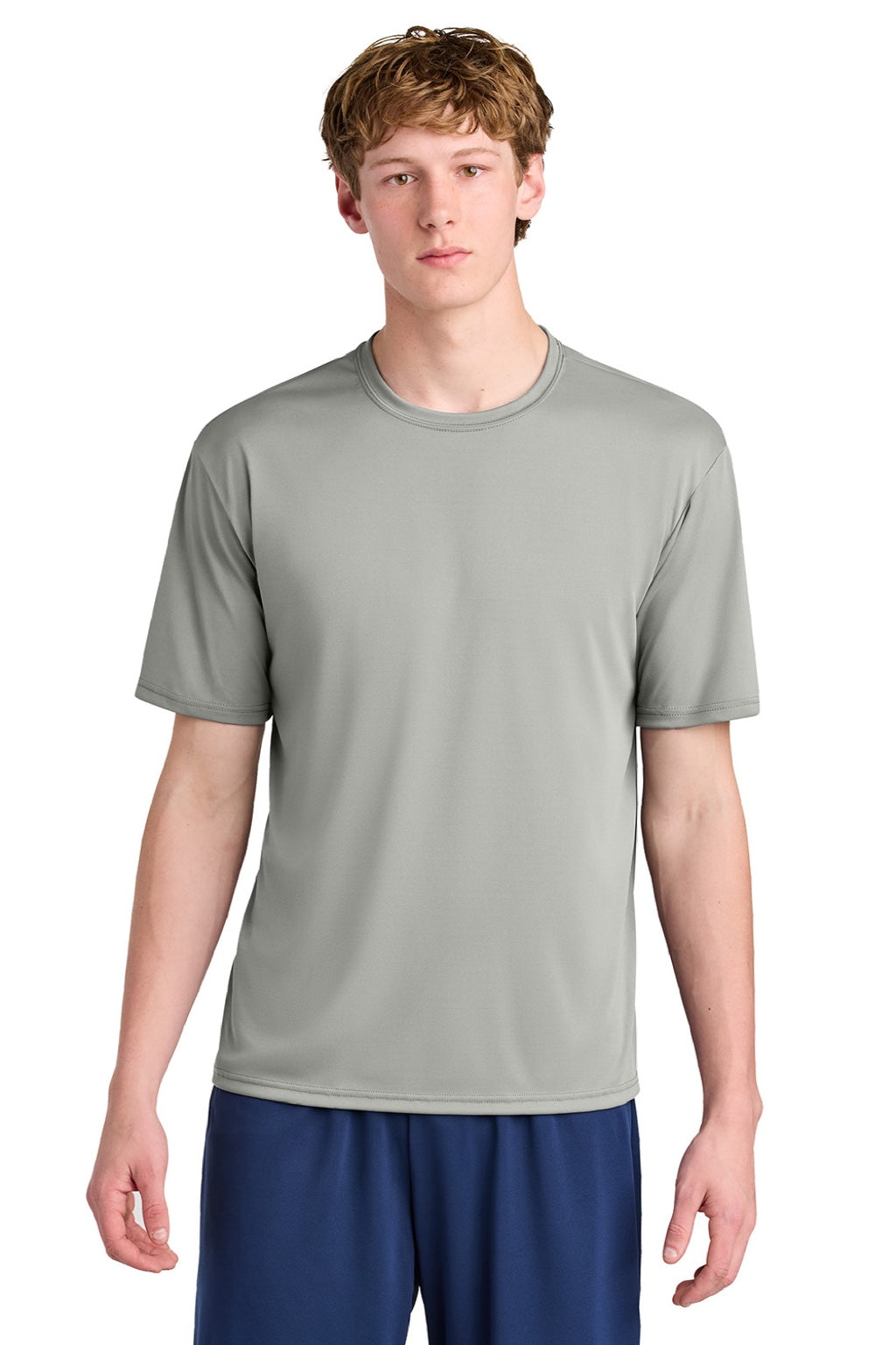 A4 A4N3531 Mens AirFlex Short Sleeve Crewneck T-Shirt Silver Grey Model Front