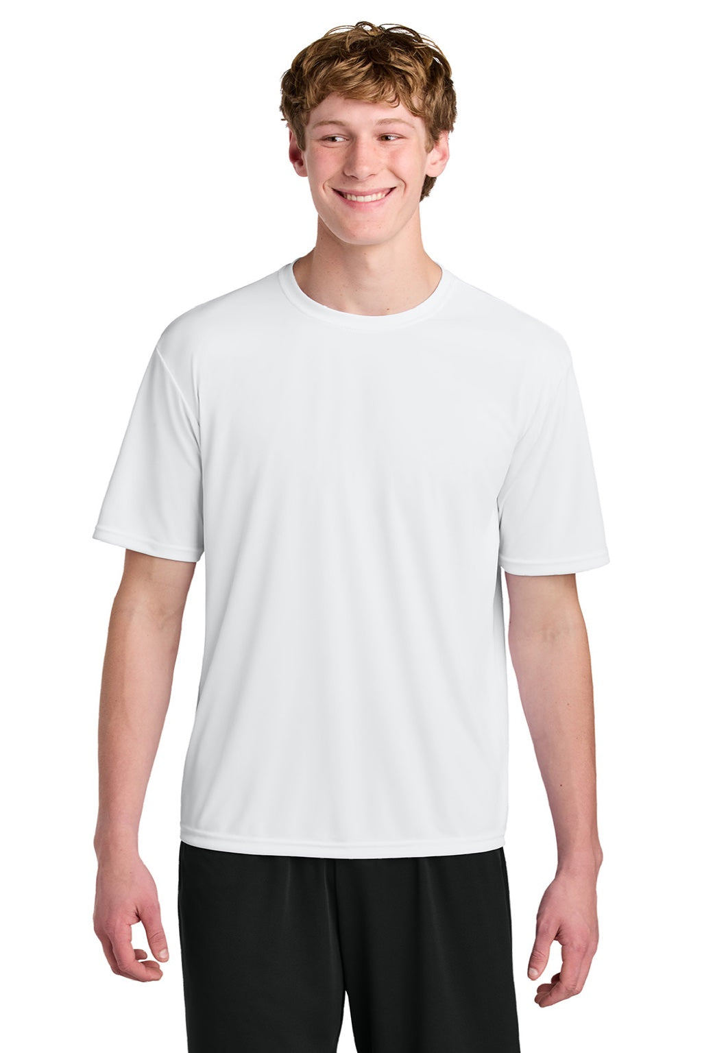 A4 A4N3531 Mens AirFlex Short Sleeve Crewneck T-Shirt White Model Front