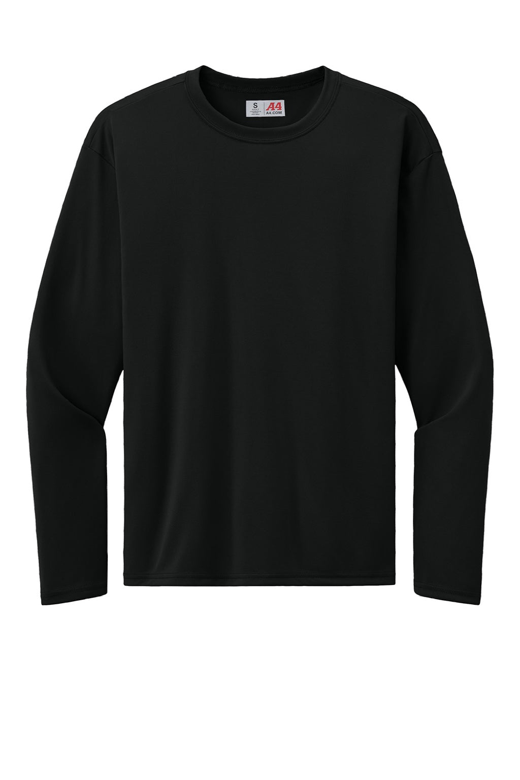 A4 A4N3532 Mens AirFlex Long Sleeve Crewneck T-Shirt Black Flat Front