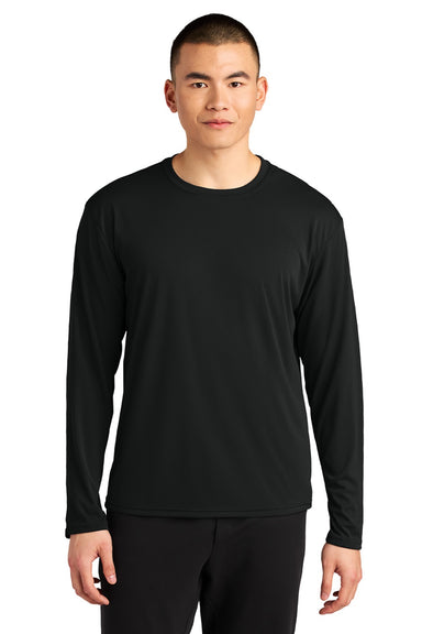 A4 A4N3532 Mens AirFlex Long Sleeve Crewneck T-Shirt Black Model Front