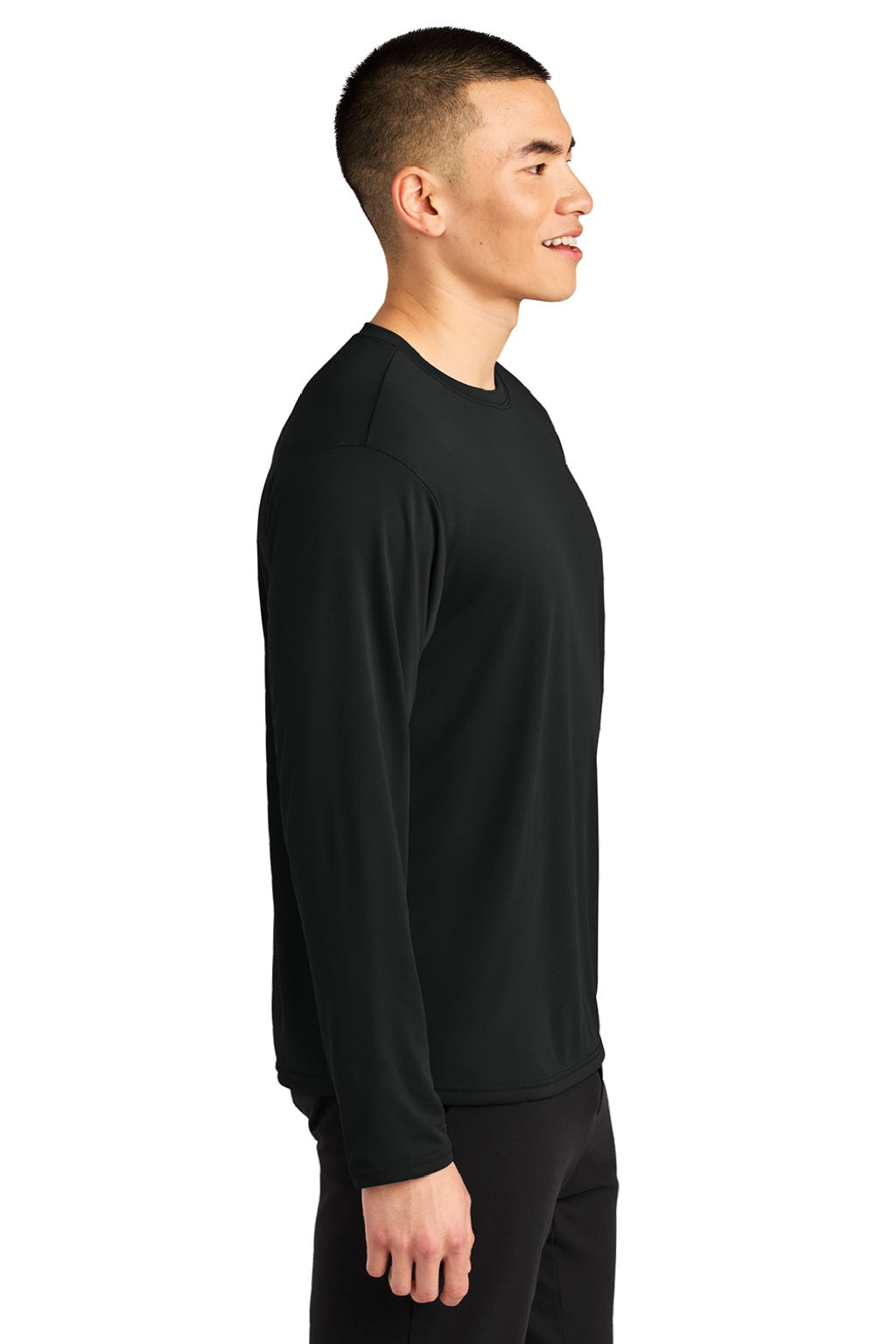 A4 A4N3532 Mens AirFlex Long Sleeve Crewneck T-Shirt Black Model Side
