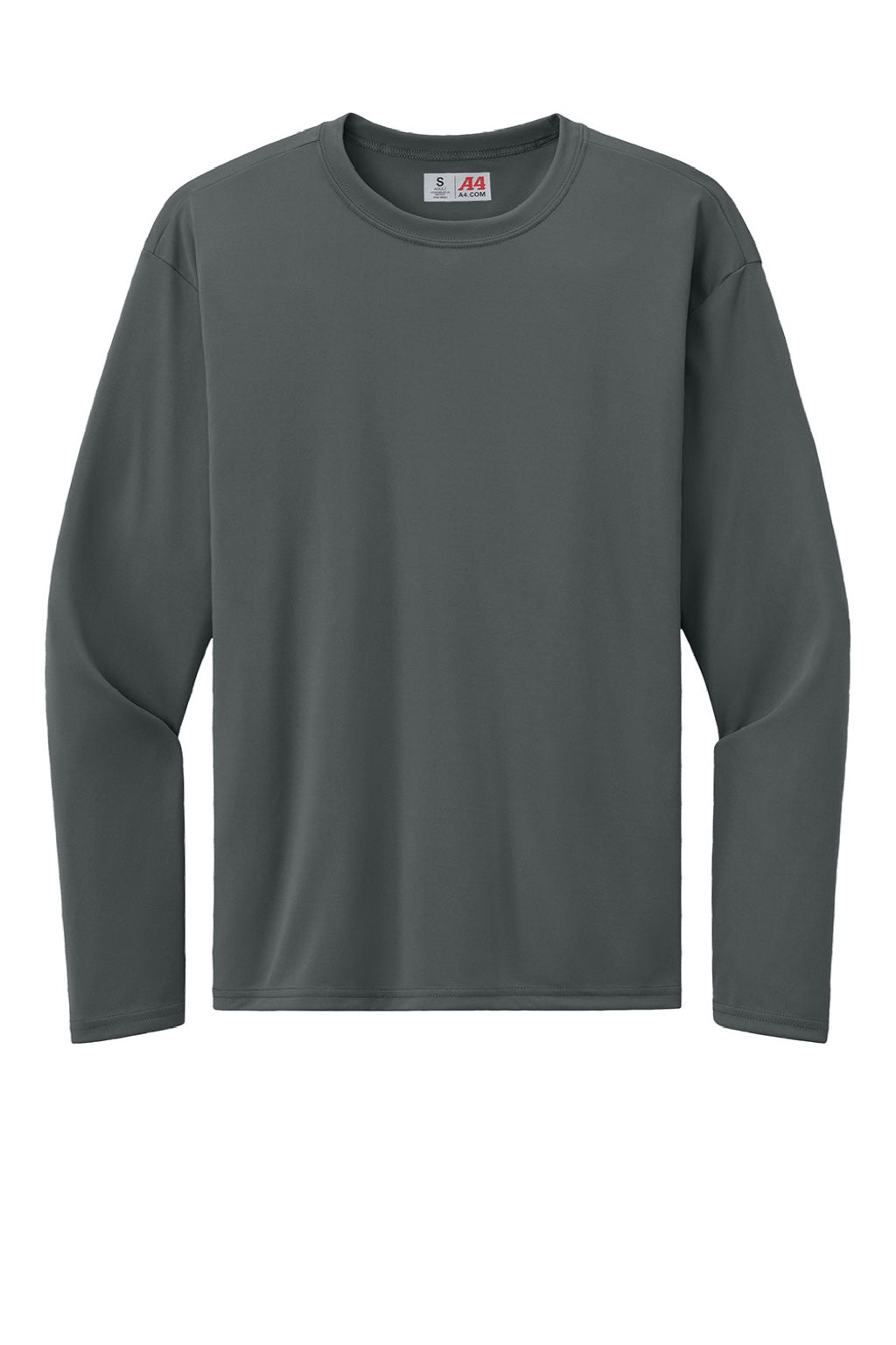A4 A4N3532 Mens AirFlex Long Sleeve Crewneck T-Shirt Graphite Grey Flat Front