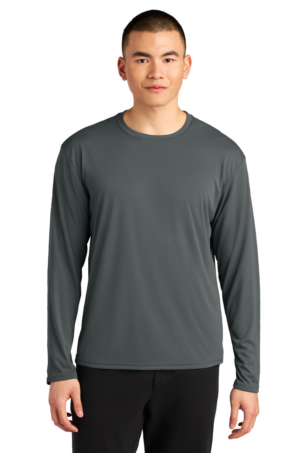A4 A4N3532 Mens AirFlex Long Sleeve Crewneck T-Shirt Graphite Grey Model Front