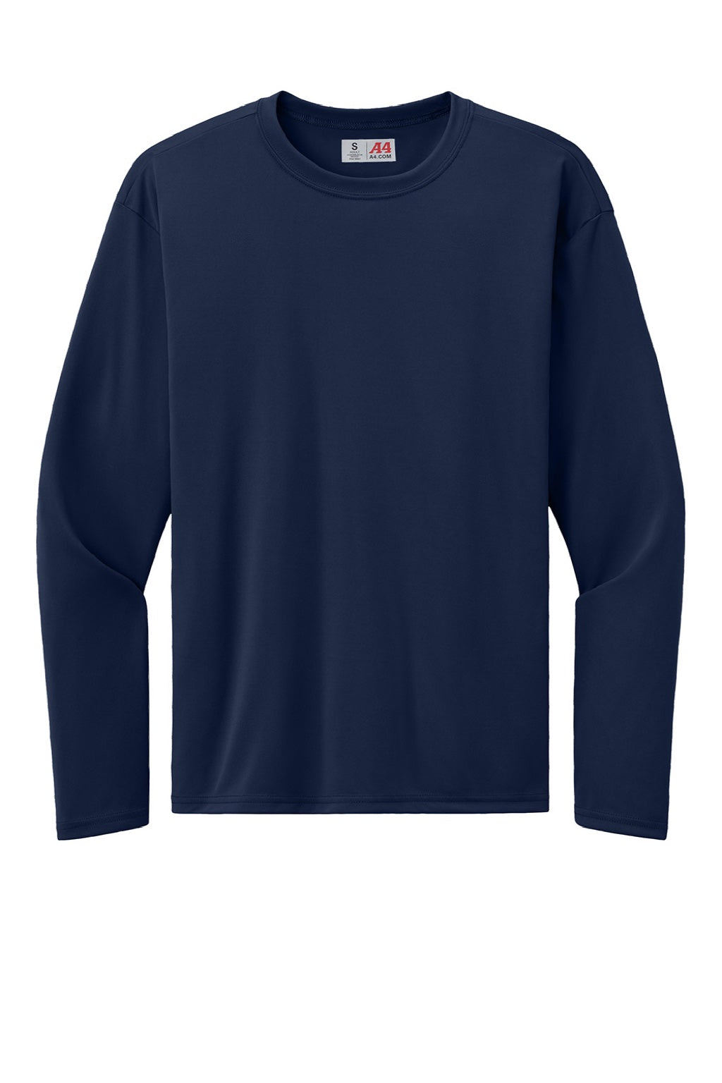 A4 A4N3532 Mens AirFlex Long Sleeve Crewneck T-Shirt Navy Blue Flat Front