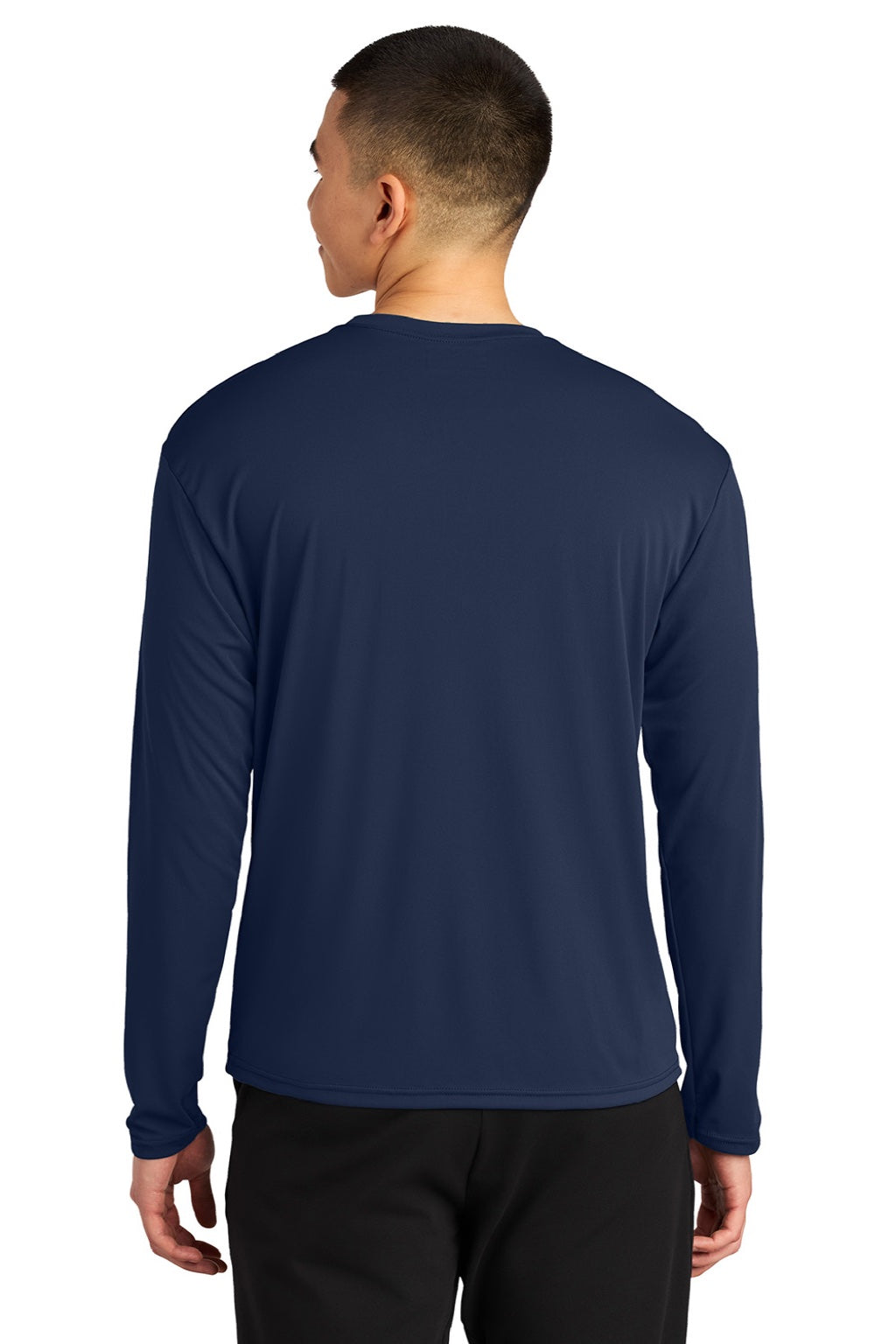 A4 A4N3532 Mens AirFlex Long Sleeve Crewneck T-Shirt Navy Blue Model Back