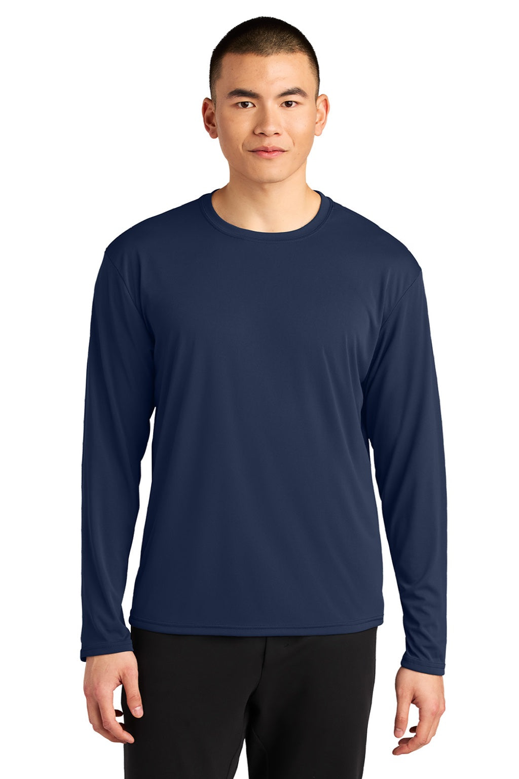 A4 A4N3532 Mens AirFlex Long Sleeve Crewneck T-Shirt Navy Blue Model Front