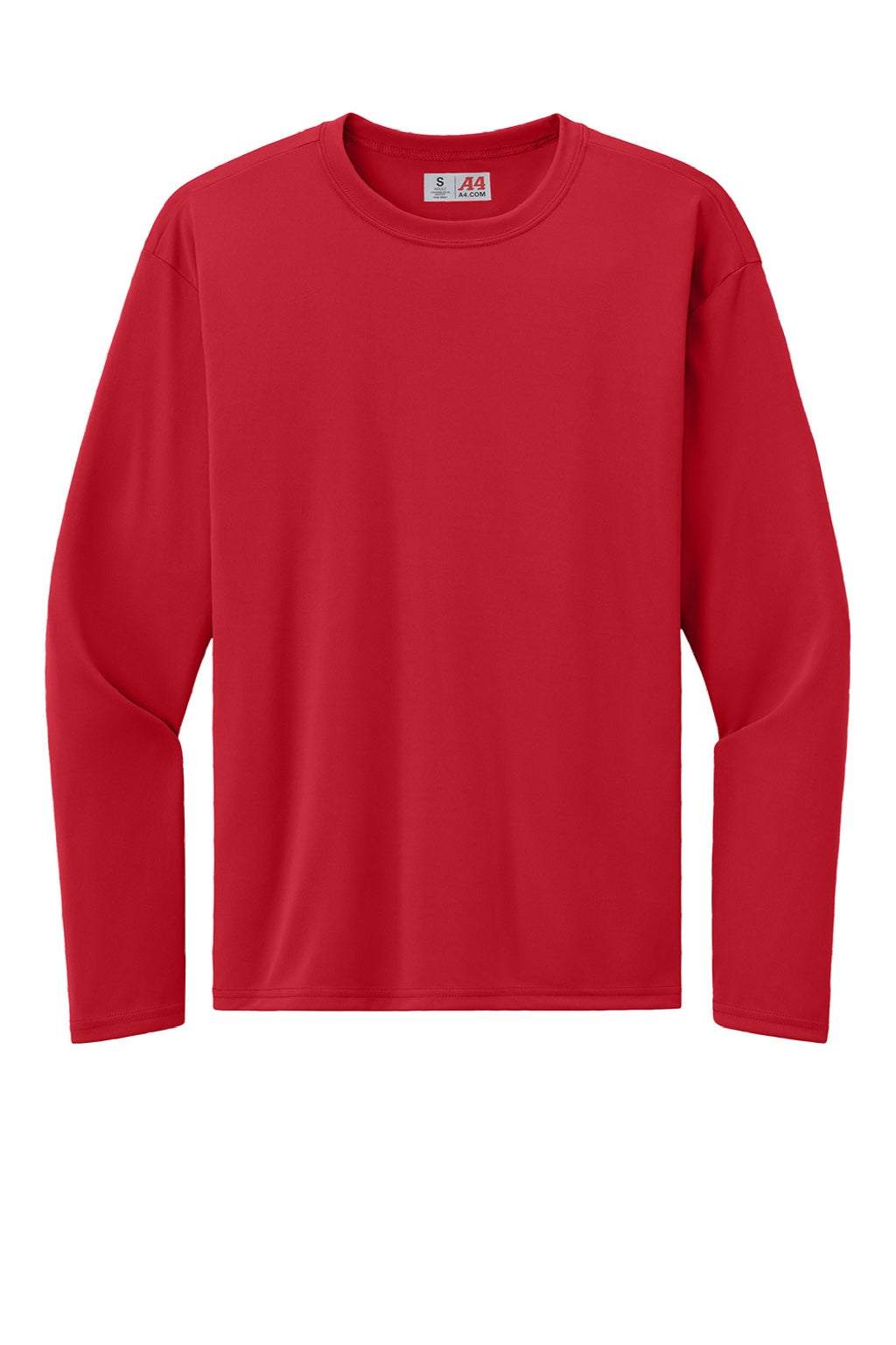 A4 A4N3532 Mens AirFlex Long Sleeve Crewneck T-Shirt Scarlet Red Flat Front