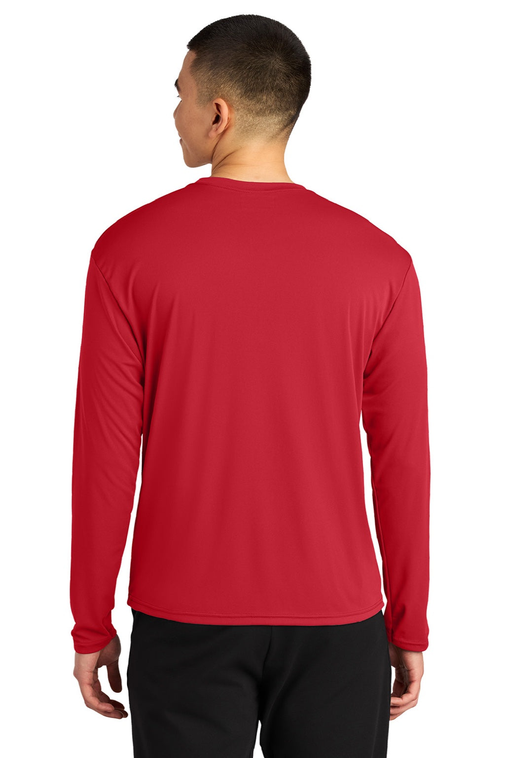 A4 A4N3532 Mens AirFlex Long Sleeve Crewneck T-Shirt Scarlet Red Model Back