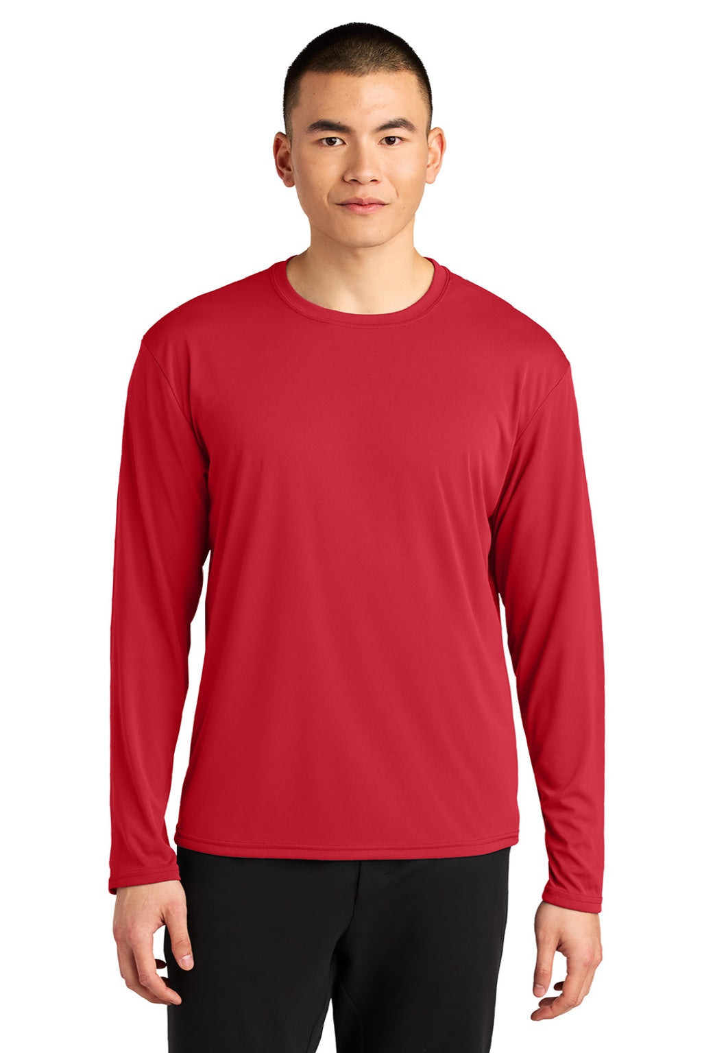 A4 A4N3532 Mens AirFlex Long Sleeve Crewneck T-Shirt Scarlet Red Model Front
