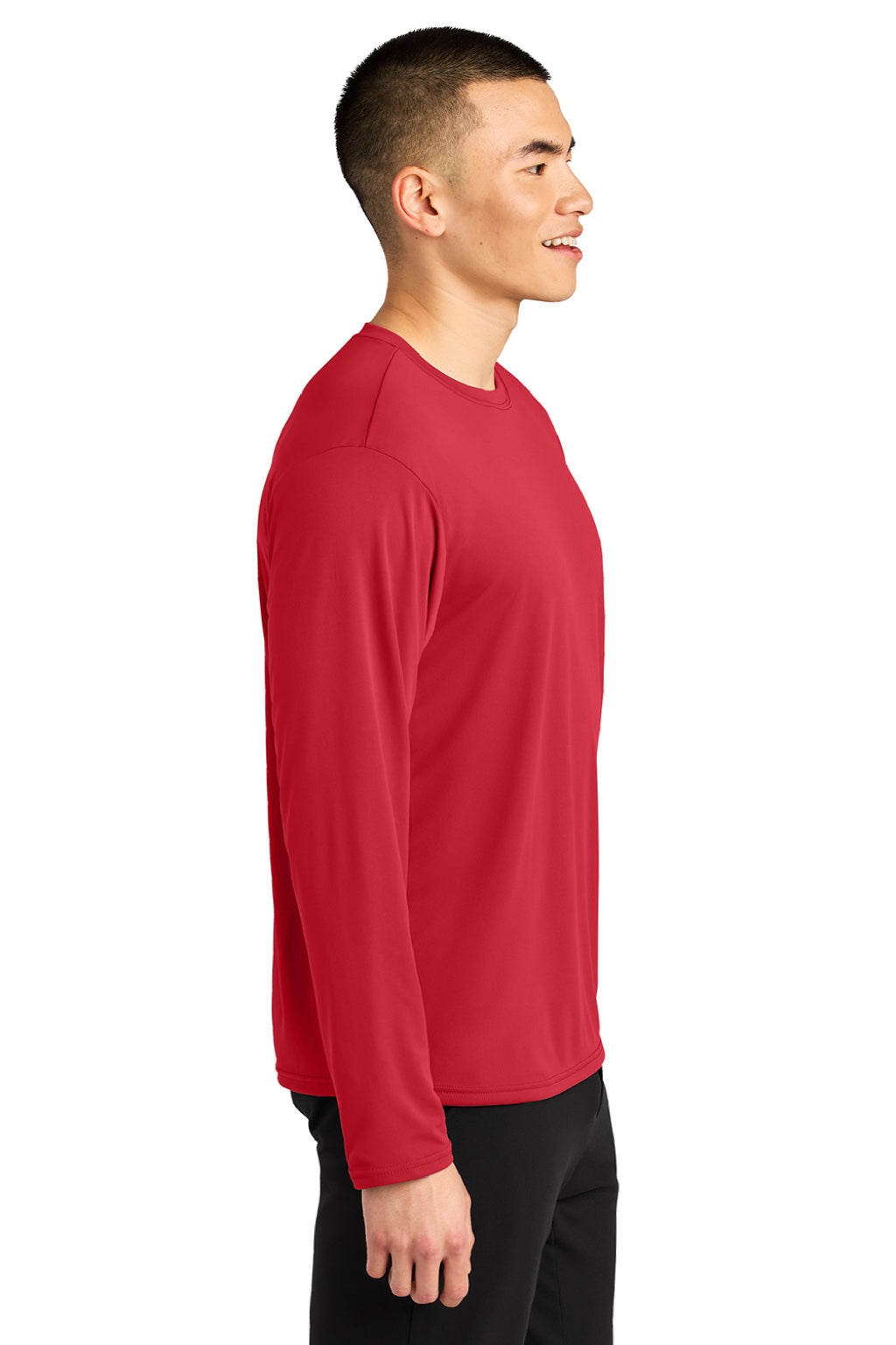A4 A4N3532 Mens AirFlex Long Sleeve Crewneck T-Shirt Scarlet Red Model Side