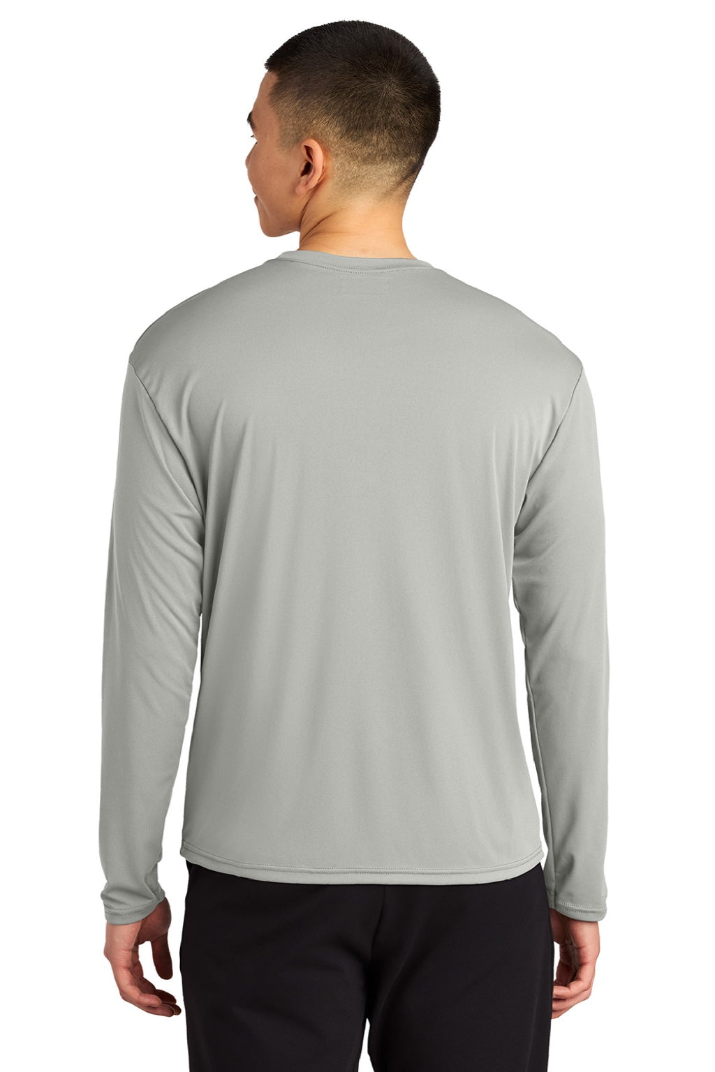 A4 A4N3532 Mens AirFlex Long Sleeve Crewneck T-Shirt Silver Grey Model Back
