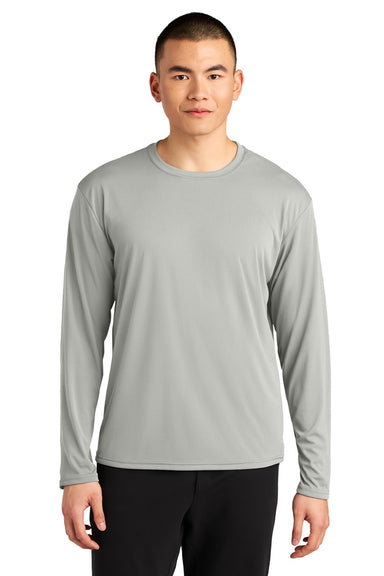 A4 A4N3532 Mens AirFlex Long Sleeve Crewneck T-Shirt Silver Grey Model Front