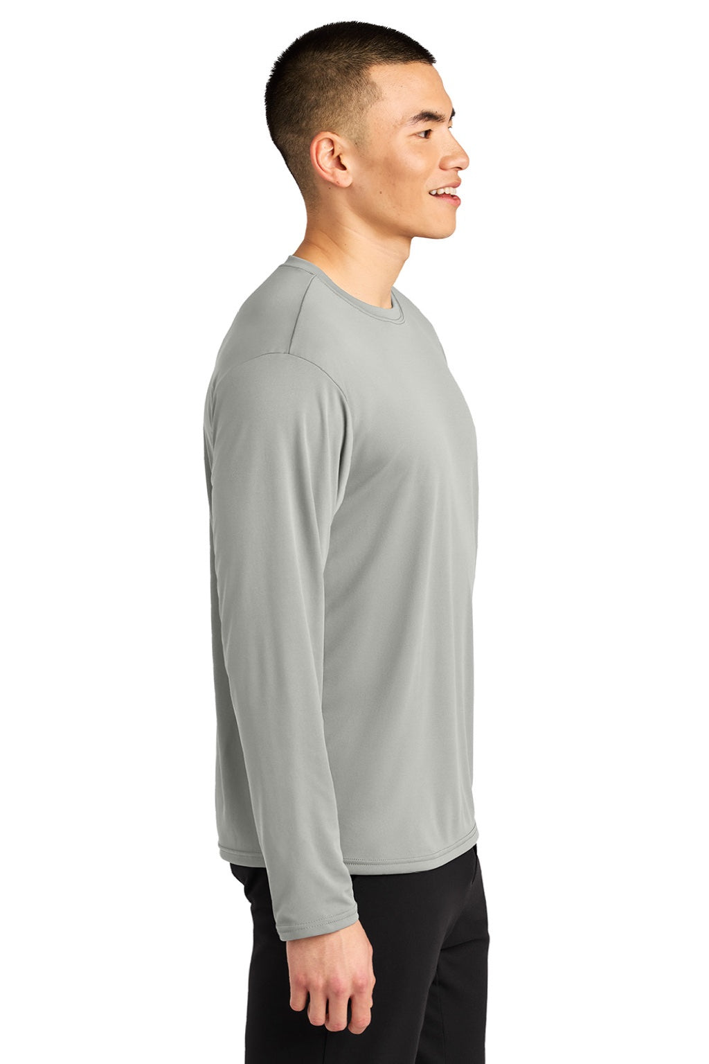 A4 A4N3532 Mens AirFlex Long Sleeve Crewneck T-Shirt Silver Grey Model Side
