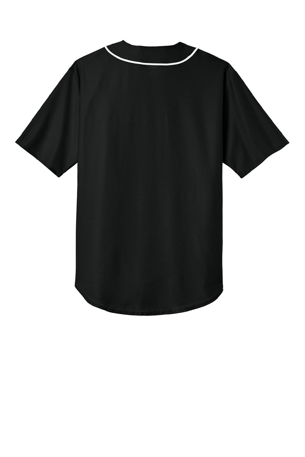 A4 A4N4184 Mens Short Sleeve Full Button Baseball Jersey Black Flat Back