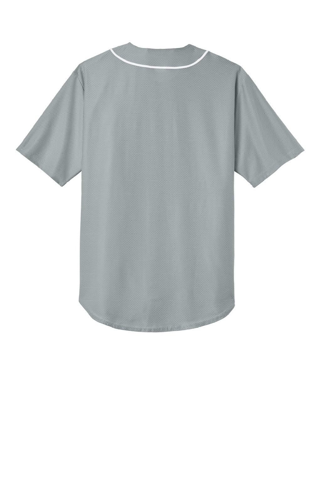 A4 A4N4184 Mens Short Sleeve Full Button Baseball Jersey Grey Flat Back