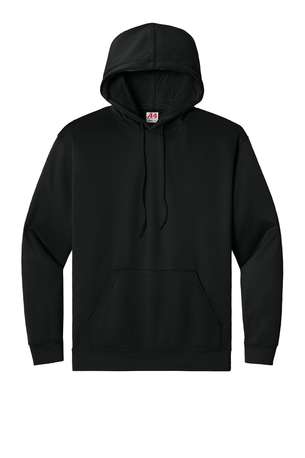 A4 A4N4279 Mens Sprint Tech Fleece Hooded Sweatshirt w/ Pouch Pocket Black Flat Front