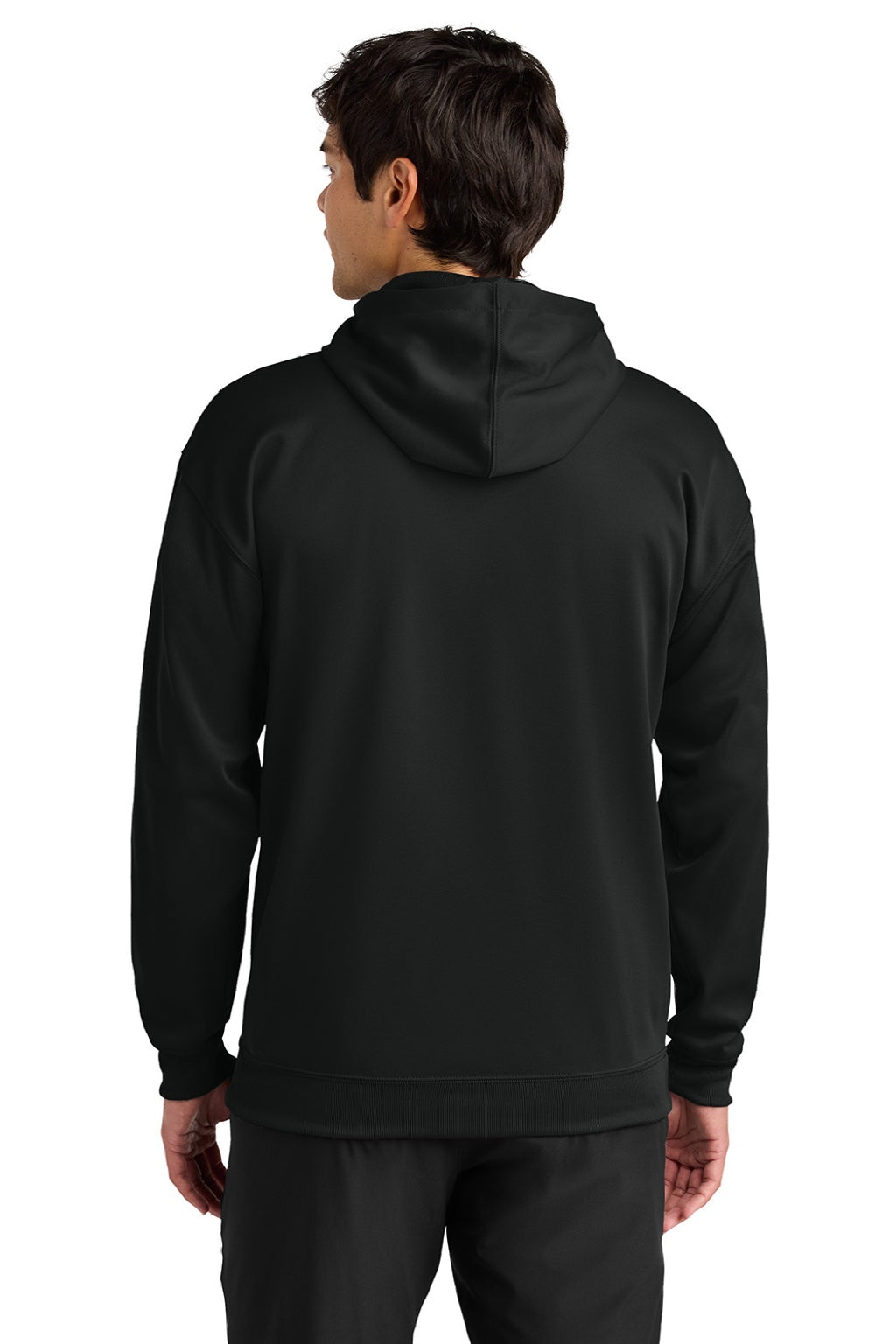 A4 A4N4279 Mens Sprint Tech Fleece Hooded Sweatshirt w/ Pouch Pocket Black Model Back