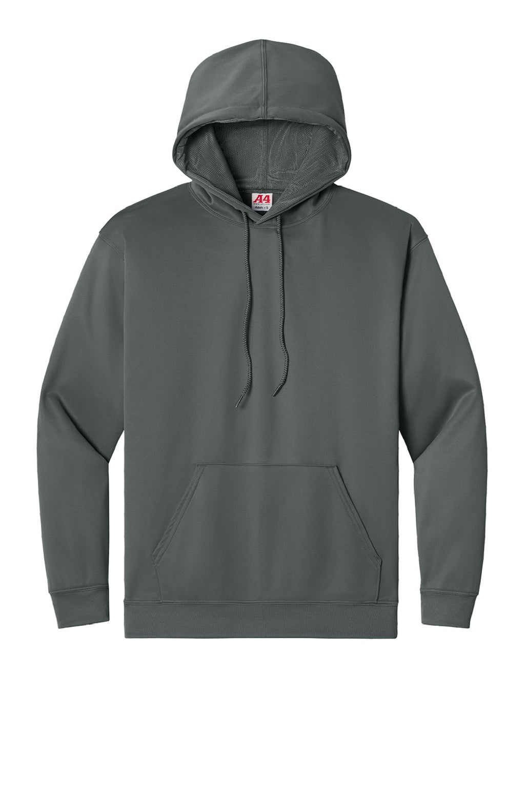 A4 A4N4279 Mens Sprint Tech Fleece Hooded Sweatshirt w/ Pouch Pocket Graphite Grey Flat Front