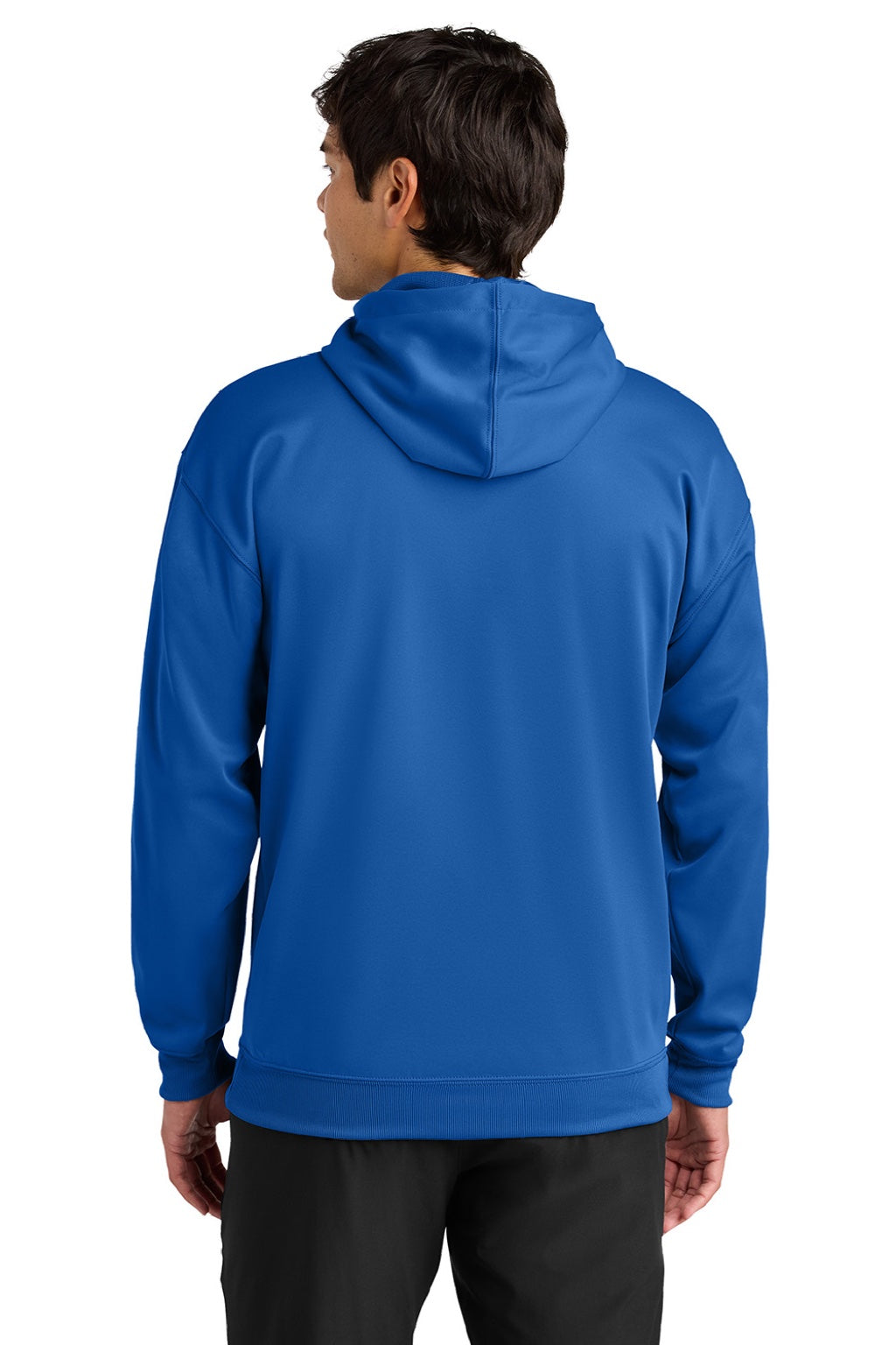 A4 A4N4279 Mens Sprint Tech Fleece Hooded Sweatshirt w/ Pouch Pocket Royal Blue Model Back